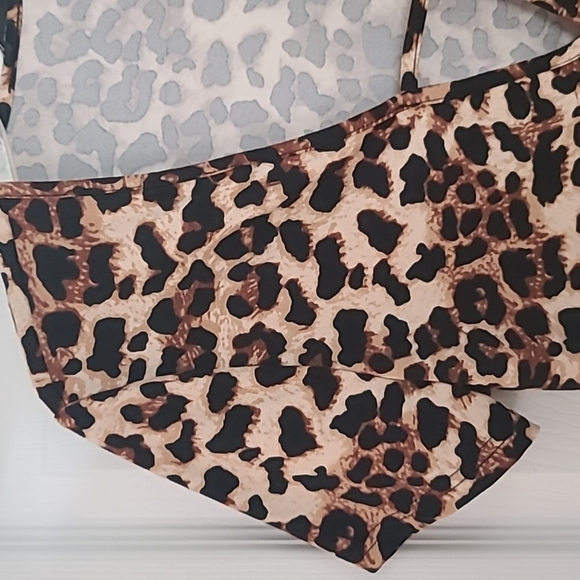 Animal Print Bodysuit Top Leopard Print Brown Black Stretch like New Size 0XL - Picture 2 of 14